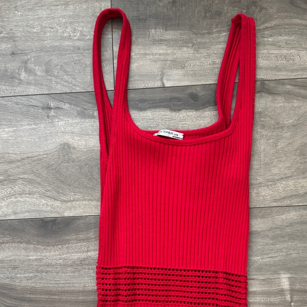 Zara Scarlet Ribbed Midi Dress - Picture 2 of 8